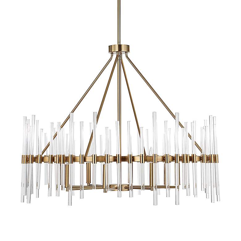 Image 2 Crystal Stick 38 3/4" Wide Warm Brass 8-Light Chandelier