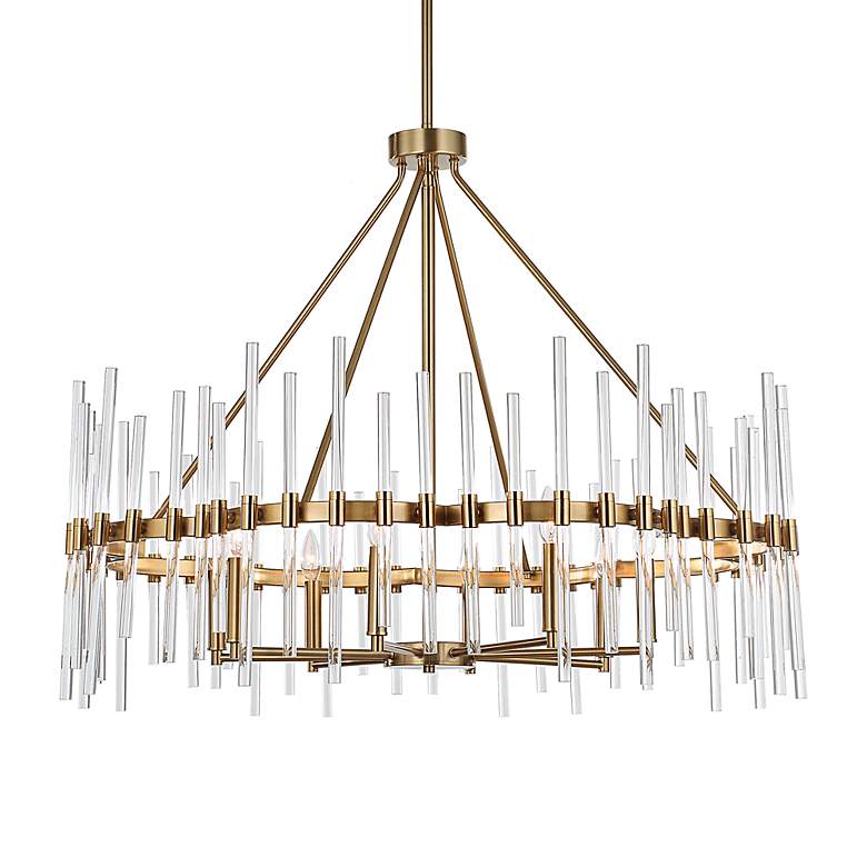 Image 3 Crystal Stick 38 3/4" Wide Warm Brass 8-Light Chandelier more views
