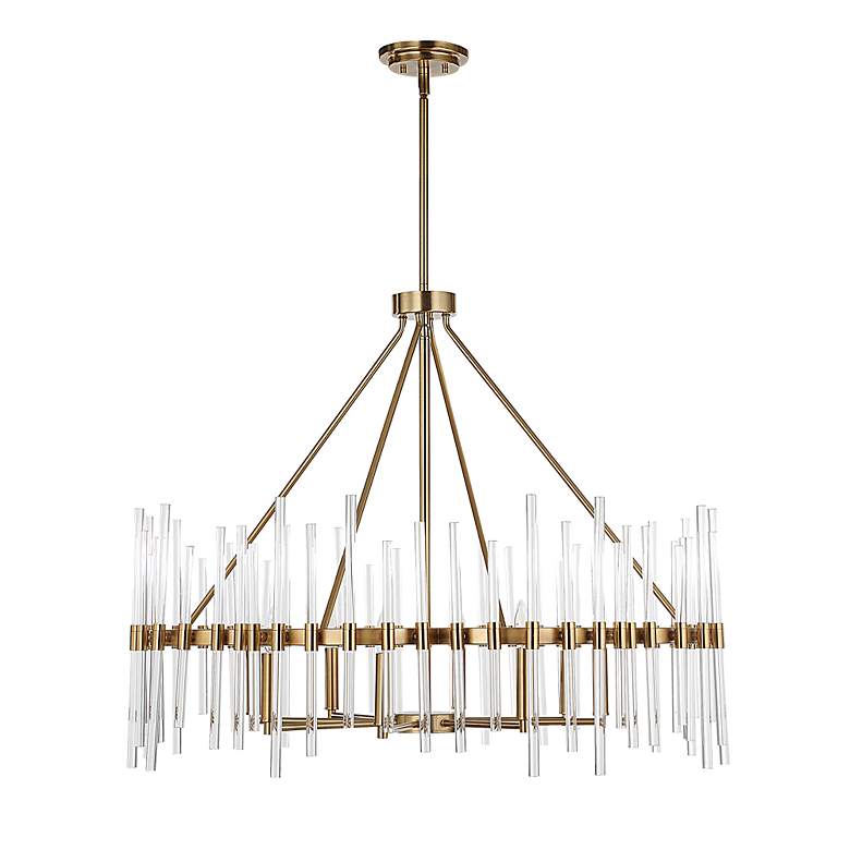 Image 6 Crystal Stick 38 3/4" Wide Warm Brass 8-Light Chandelier more views