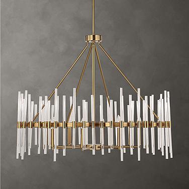 Crystal Stick 38 3/4" Wide Warm Brass 8-Light Chandelier