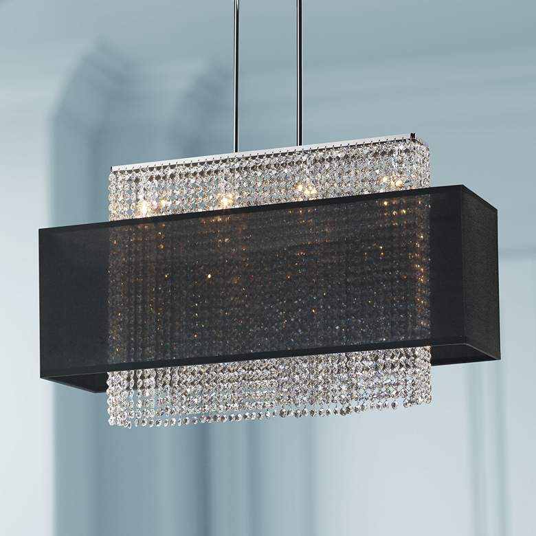 Image 1 Crystal Strands 33" Wide Large Black Chandelier Pendant