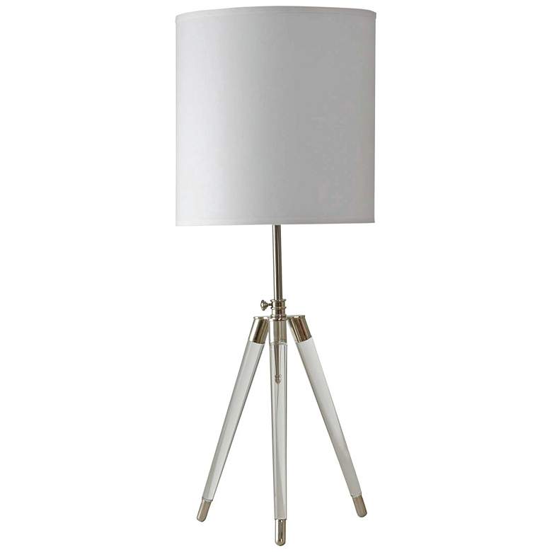 Image 1 Crystal Tripod Table Lamp with White Hardback Fabric Shade