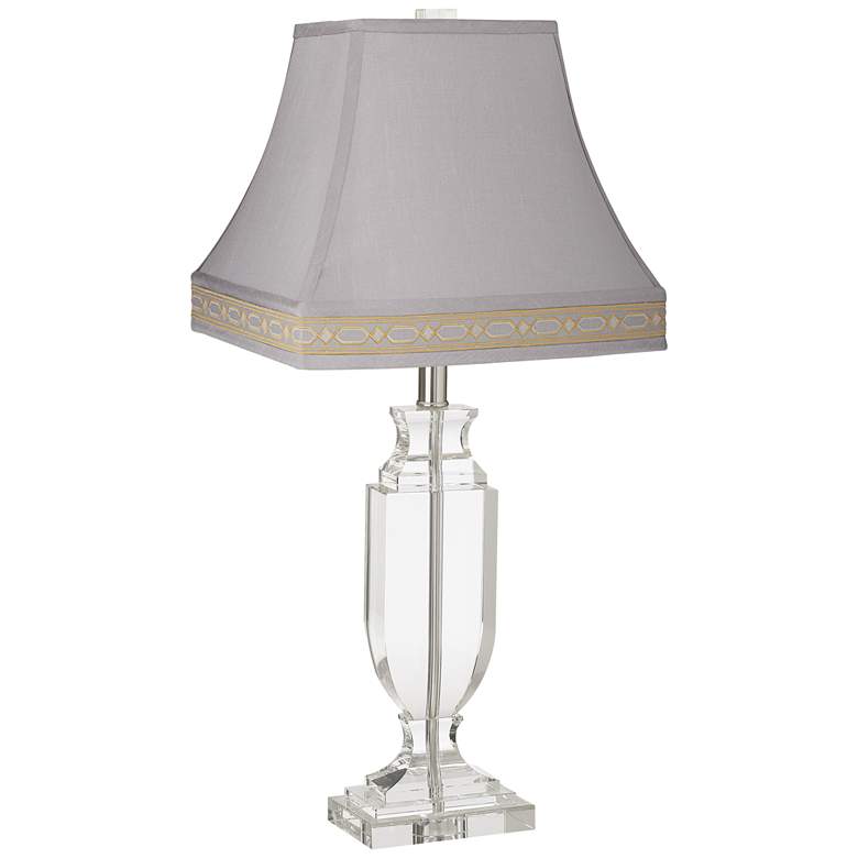 Image 1 Crystal Urn Table Lamp with Gray Rectangular Bell Lamp Shade