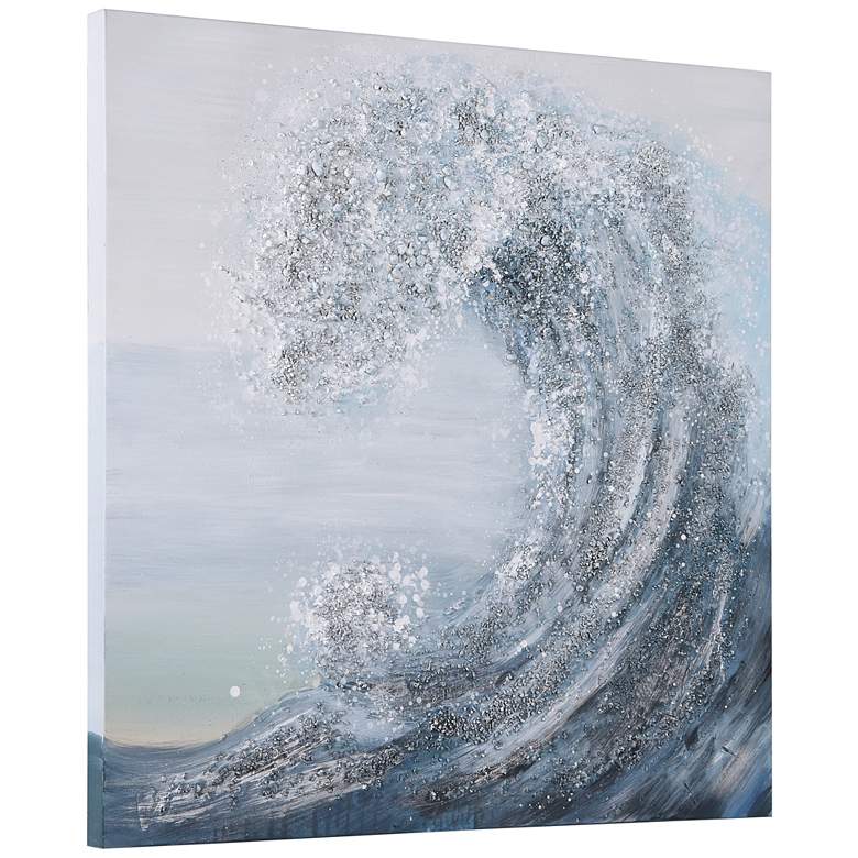 Image 7 Crystal Wave 36" Square Textured Metallic Canvas Wall Art more views