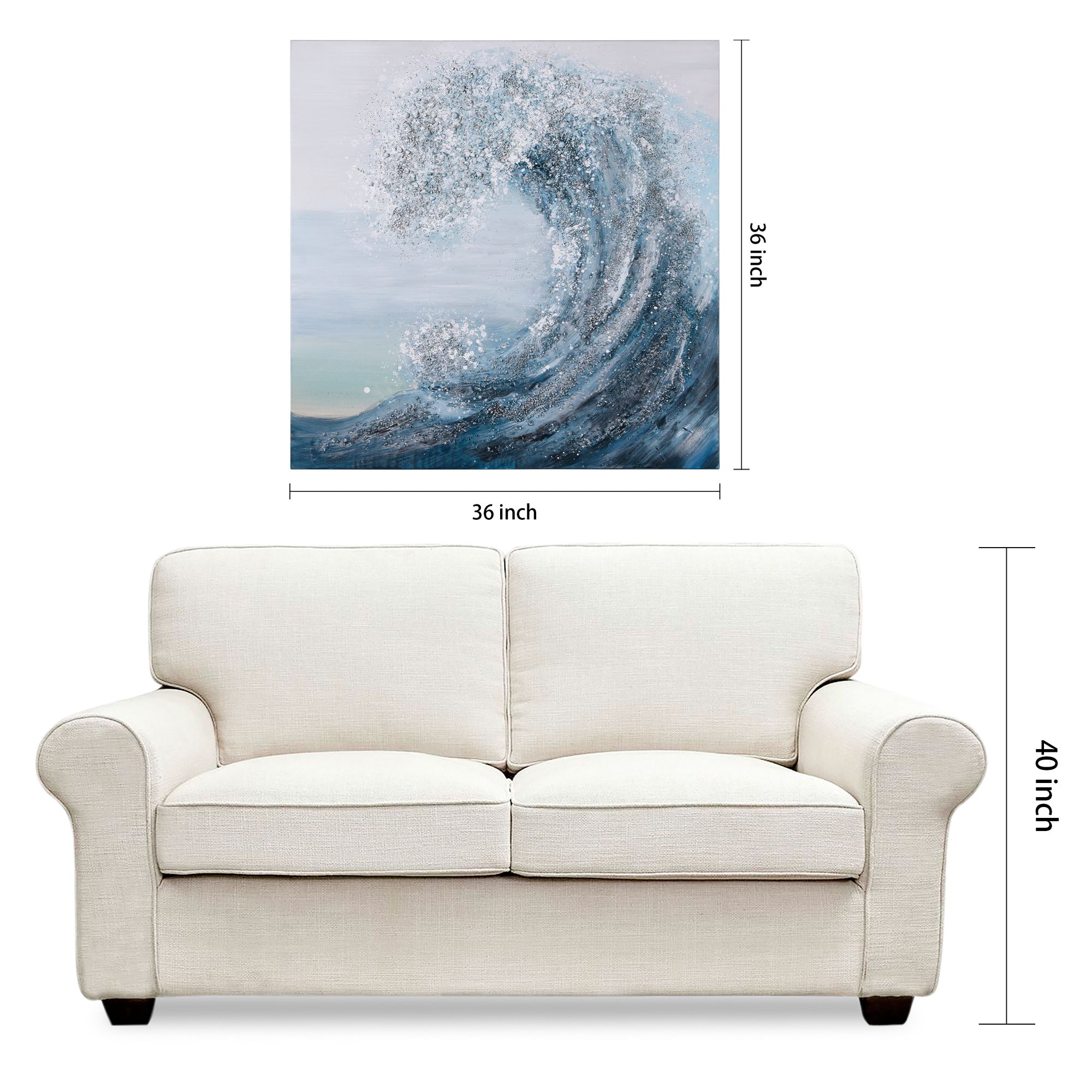 Crystal Wave 36" Square Textured Metallic Canvas Wall Art in scene