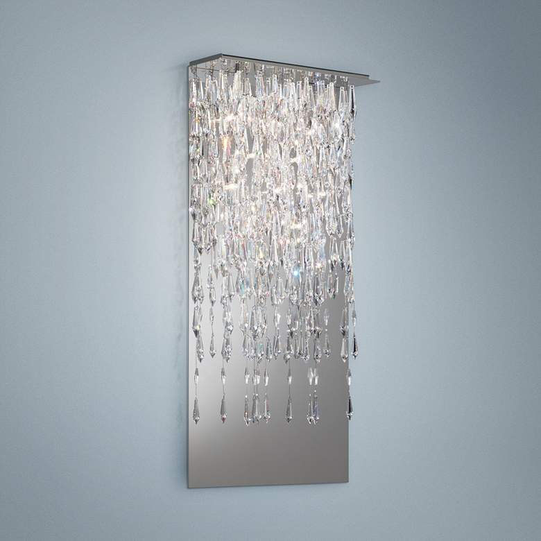 Crystalline Icicles 26&quot; High Stainless Steel Wall Sconce by Schonbek