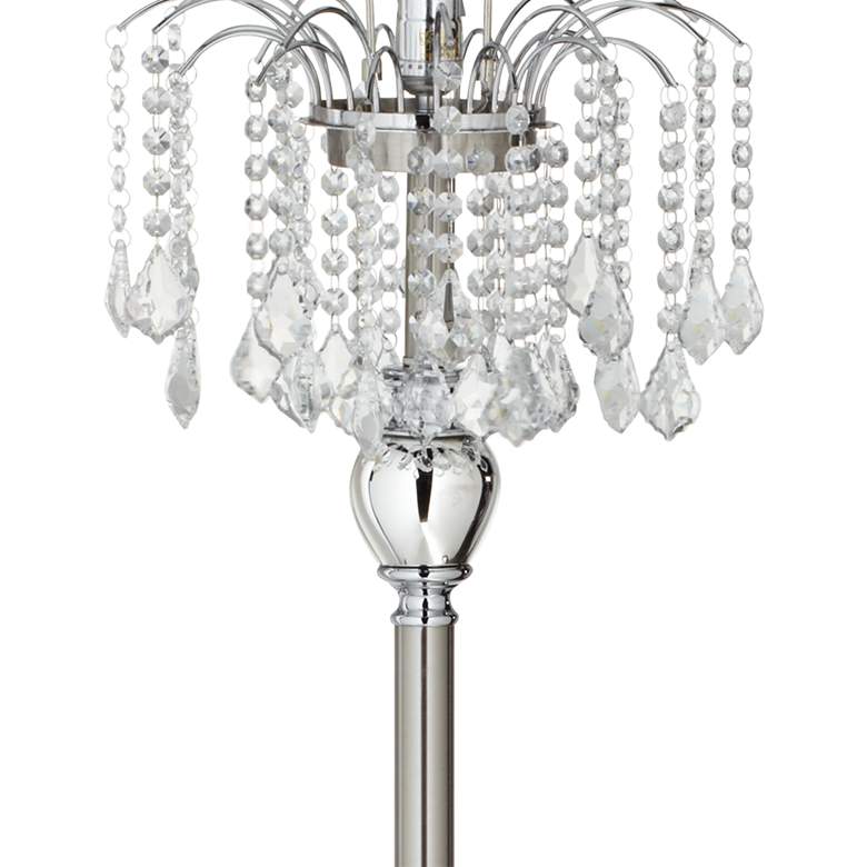 Image 3 Crystals 60 1/2" Satin Steel Floor Lamp with Black Drum Shade more views
