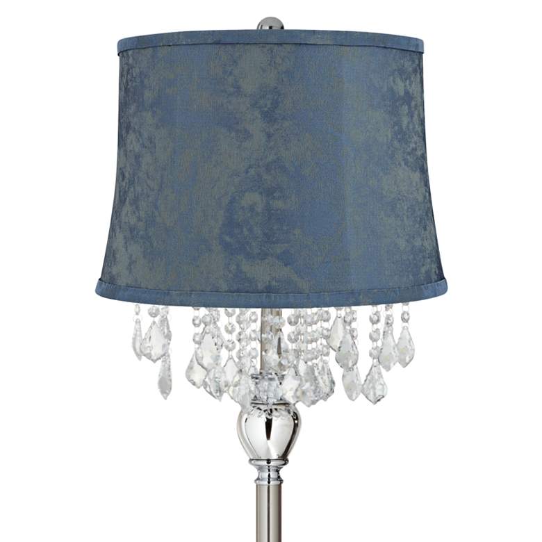 Image 2 Crystals 60 1/2" Satin Steel Floor Lamp with Nagano Blue Shade more views