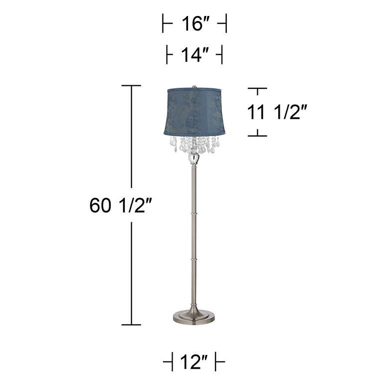 Image 5 Crystals 60 1/2" Satin Steel Floor Lamp with Nagano Blue Shade more views