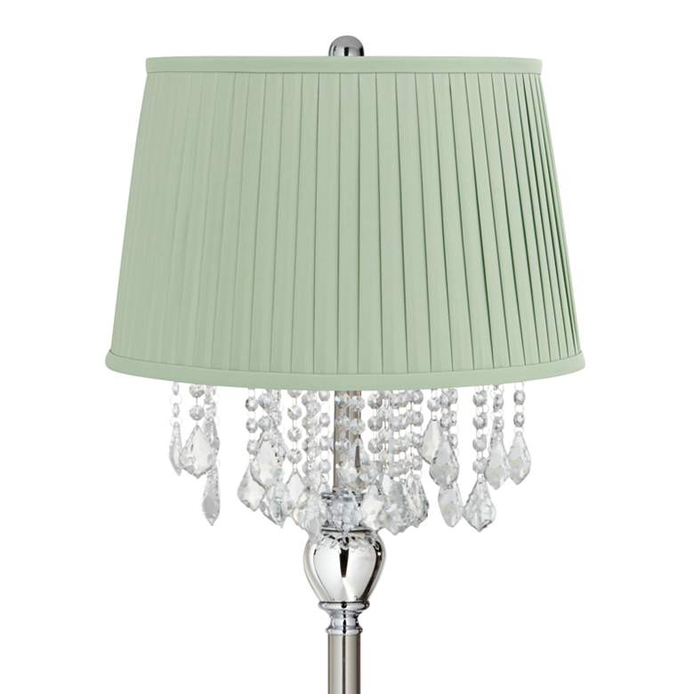 Image 2 Crystals 60 1/2" Satin Steel Floor Lamp with Shay Celadon Green Shade more views