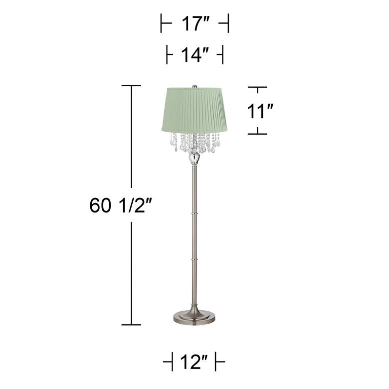 Image 5 Crystals 60 1/2" Satin Steel Floor Lamp with Shay Celadon Green Shade more views
