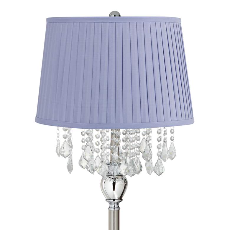 Image 2 Crystals 60 1/2" Satin Steel Floor Lamp with Shay Lilac Purple Shade more views