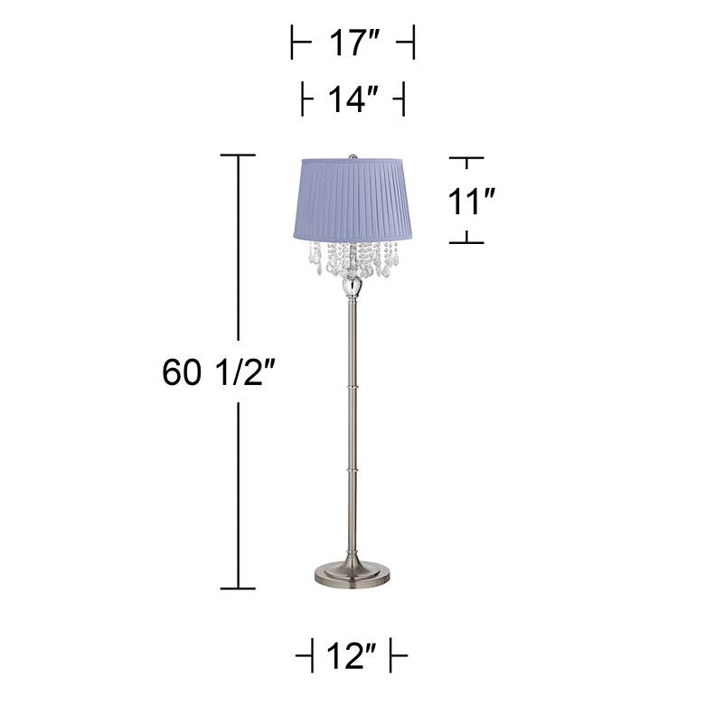 Image 5 Crystals 60 1/2" Satin Steel Floor Lamp with Shay Lilac Purple Shade more views