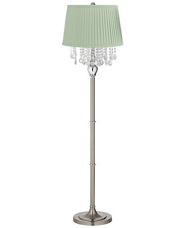 Crystals 60 1/2" Satin Steel Floor Lamp with Shay Celadon Green Shade