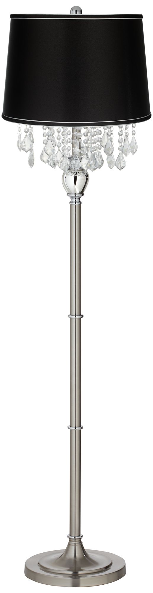 Crystals 62 1/2" Black Satin Brushed Nickel Floor Lamp