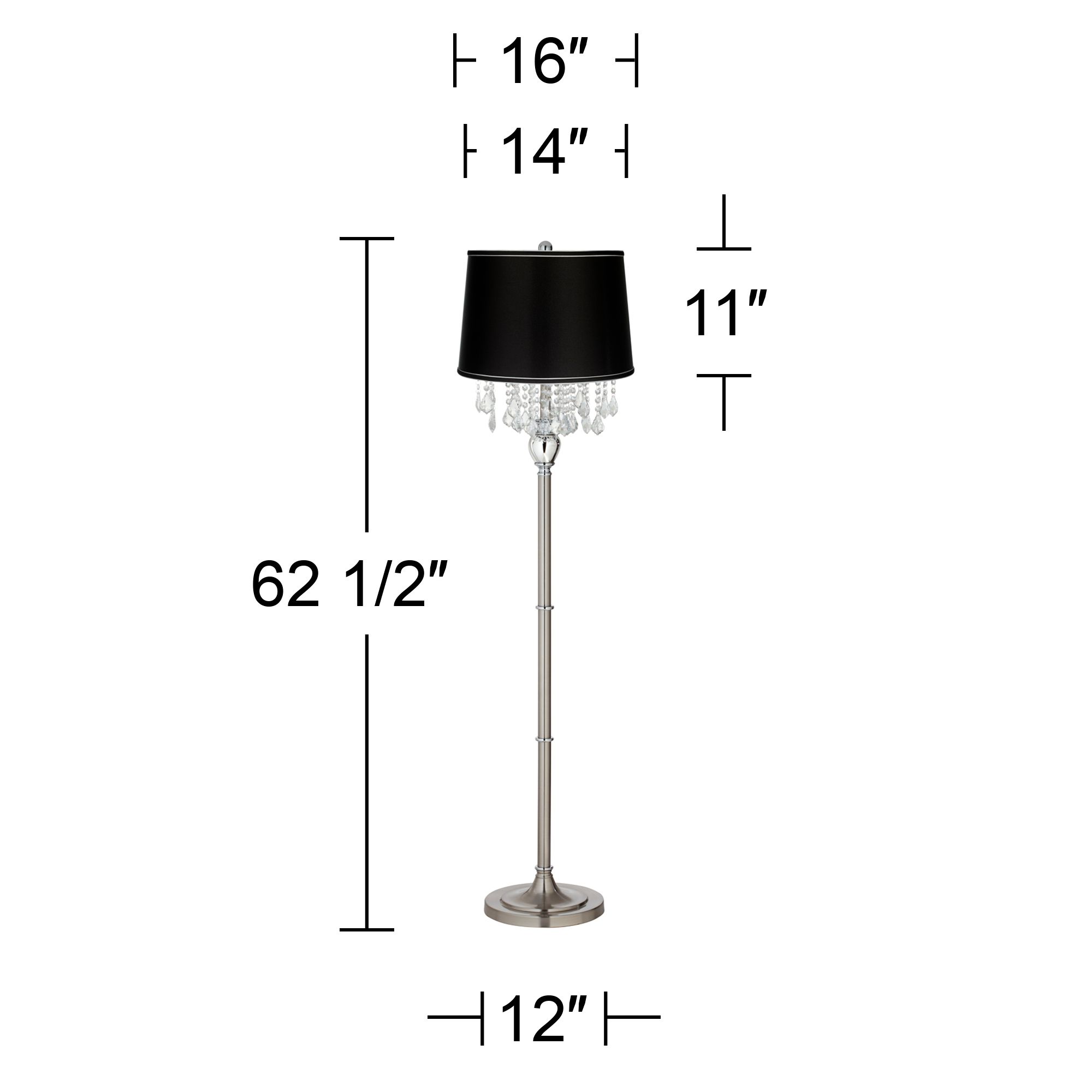 Image 3 Crystals 62 1/2" Black Satin Brushed Nickel Floor Lamp more views