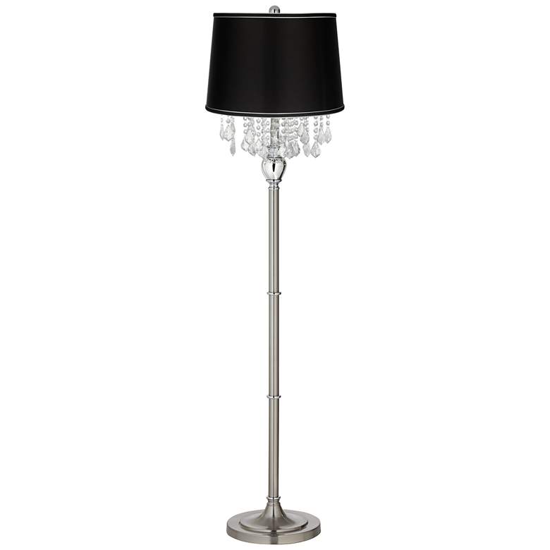 Image 2 Crystals 62 1/2" Black Satin Brushed Nickel Floor Lamp