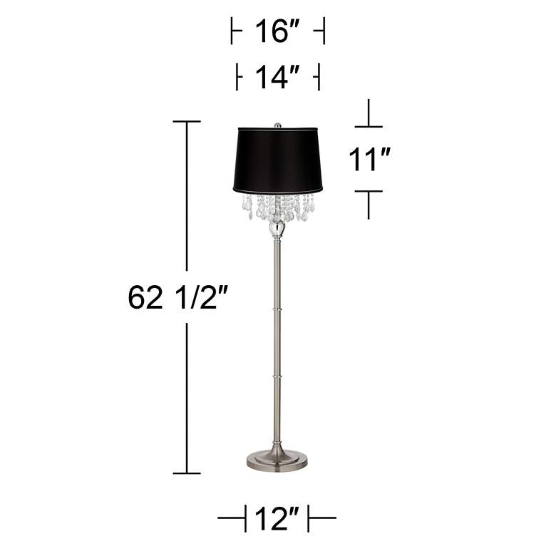 Image 3 Crystals 62 1/2" Black Satin Brushed Nickel Floor Lamp more views