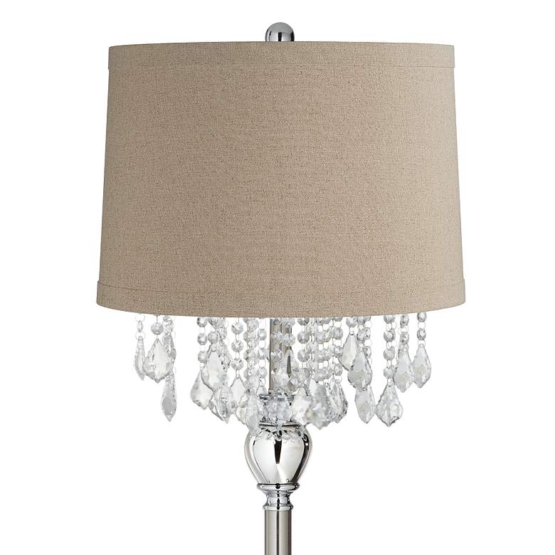 Image 2 Crystals 62 1/2" Linen Shade Brushed Nickel Floor Lamp more views
