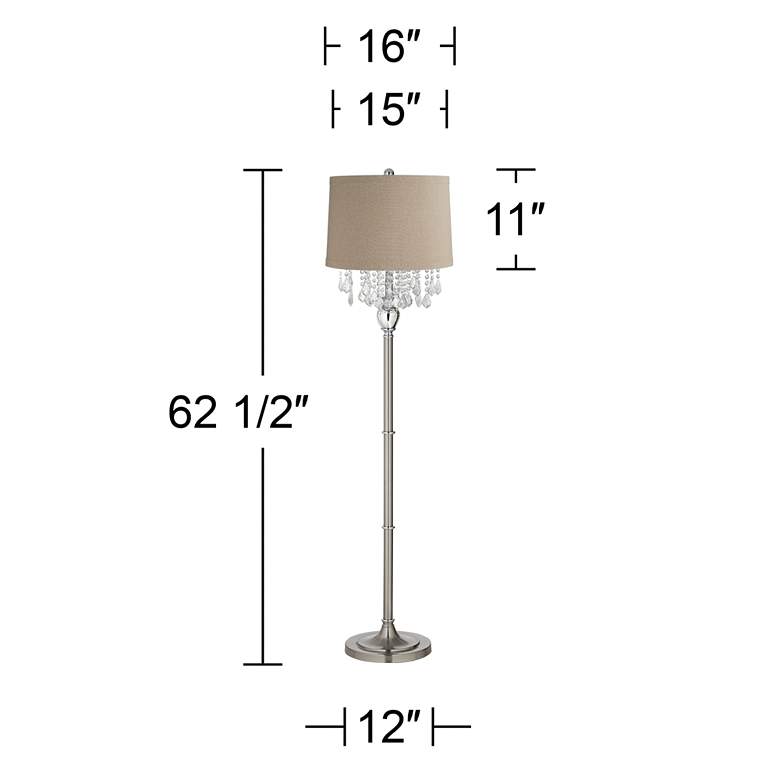 Image 4 Crystals 62 1/2" Linen Shade Brushed Nickel Floor Lamp more views