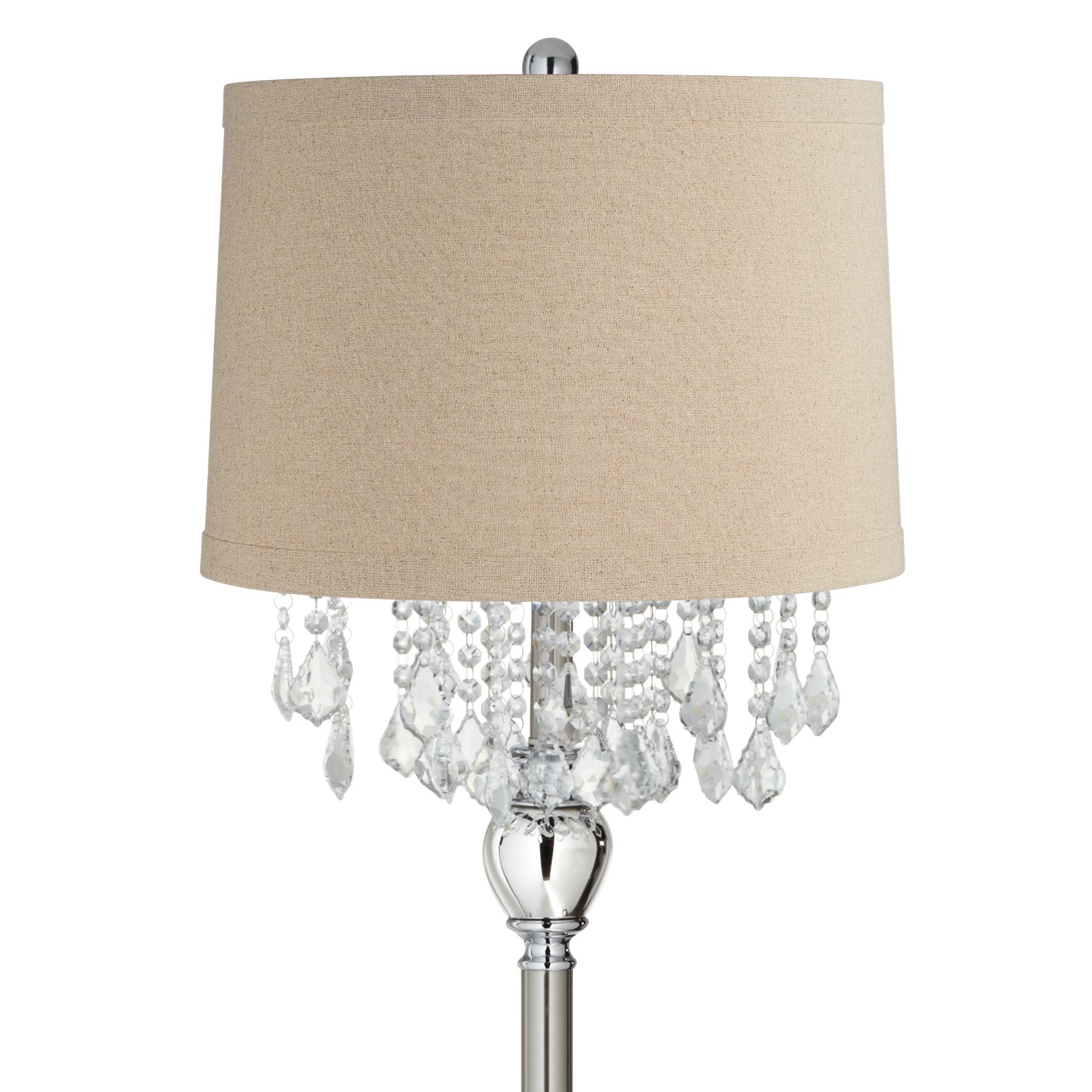 Image 2 Crystals 62 1/2" Linen Shade Brushed Nickel Floor Lamp more views