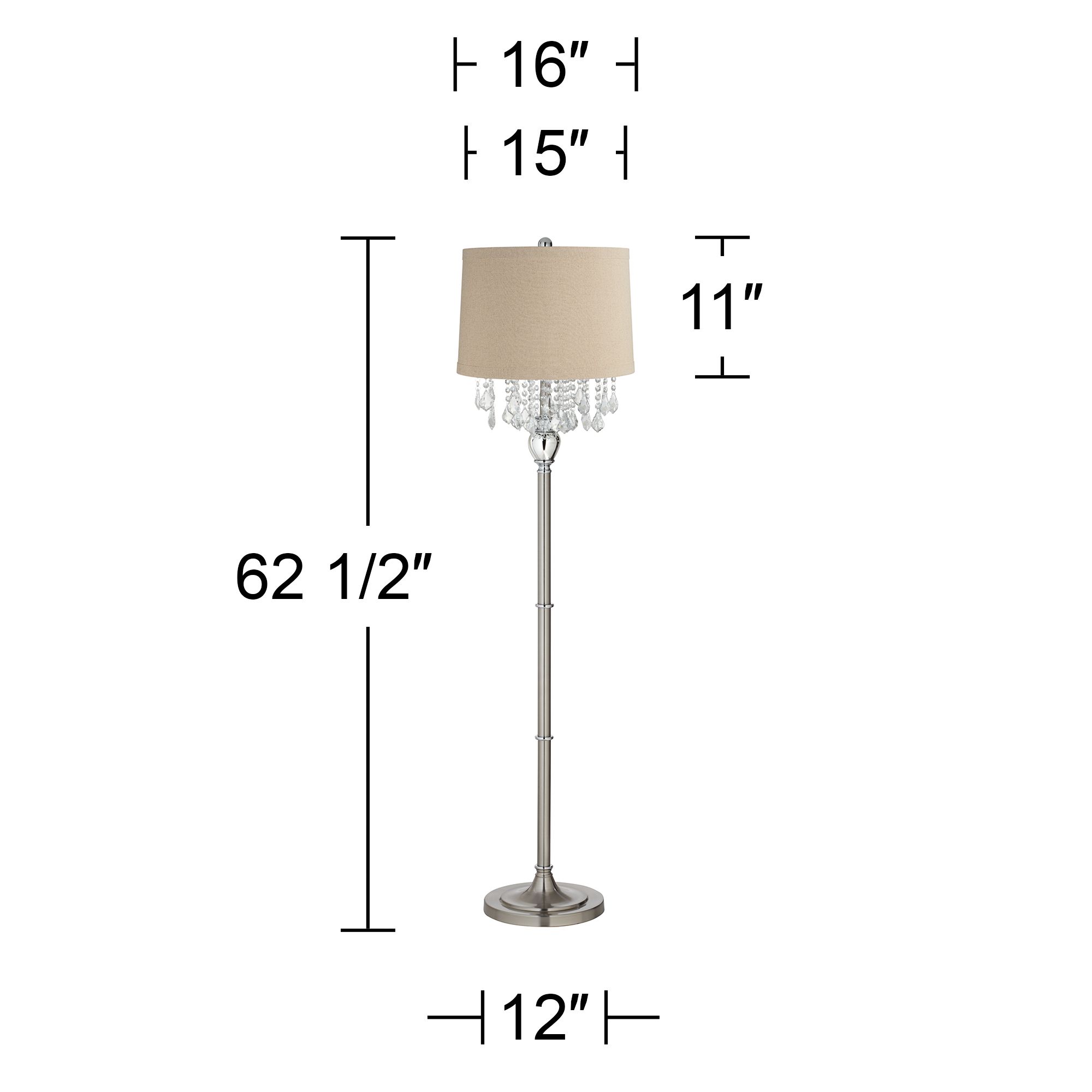 Image 4 Crystals 62 1/2" Linen Shade Brushed Nickel Floor Lamp more views
