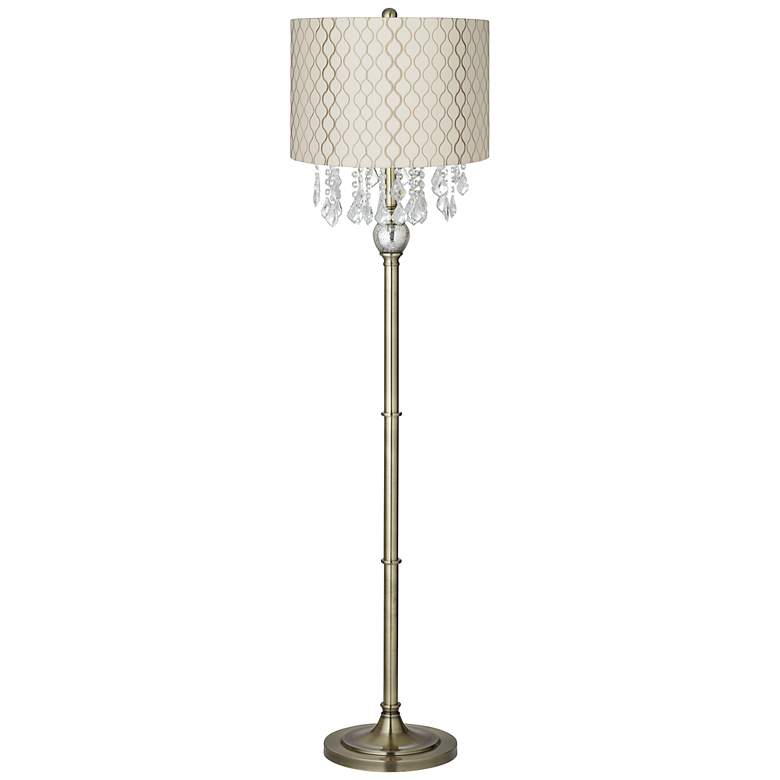 Image 1 Crystals Embroidered Hourglass Antique Brass Floor Lamp