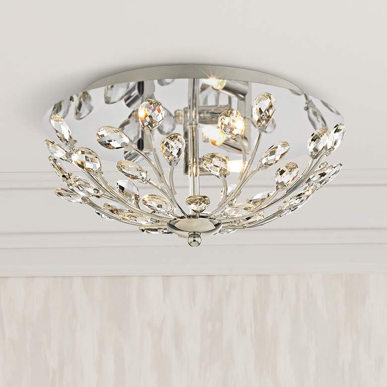 Image 1 Crystique 13" Wide Polished Chrome 3-Light Ceiling Light