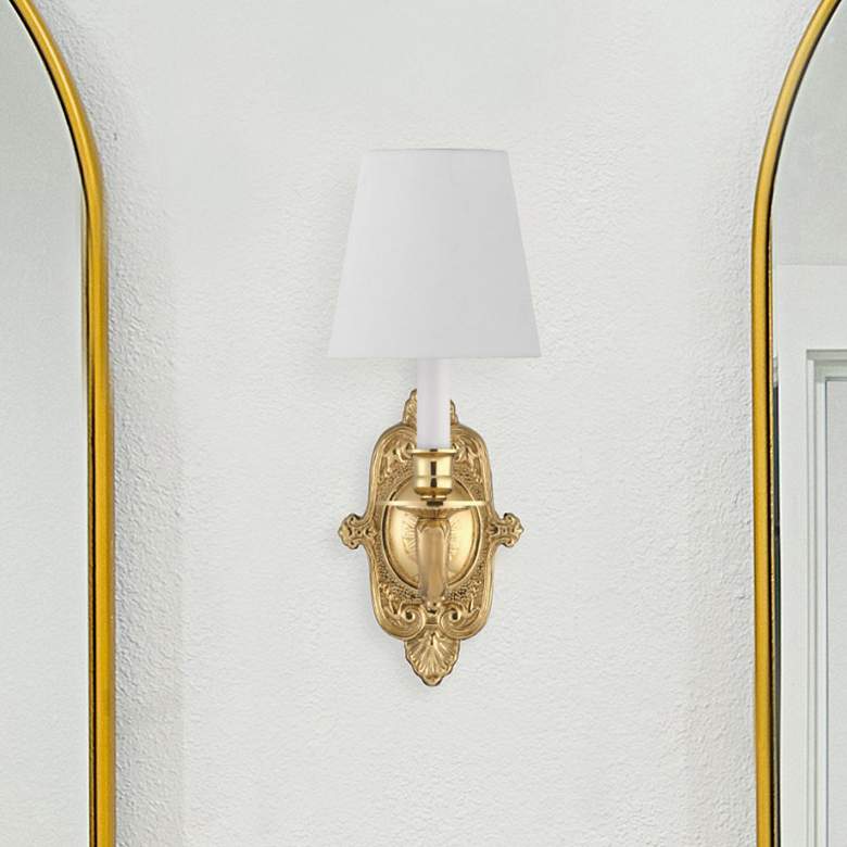 Image 1 Crystorama 12" High Traditional Cast Brass Candelabra Wall Sconce