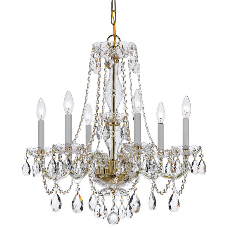 Image 2 Crystorama 23" Wide 6-Light Brass and Traditional Crystal Chandelier