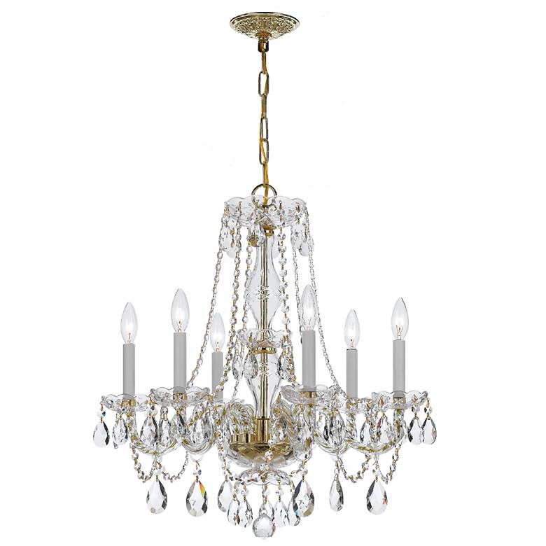 Image 2 Crystorama 23" Wide 6-Light Brass and Traditional Crystal Chandelier