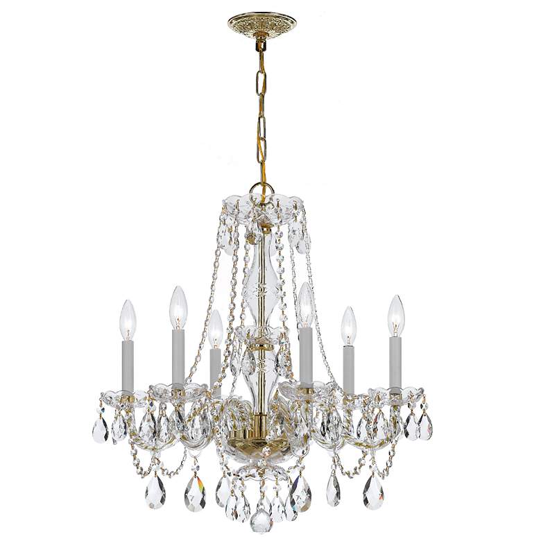 Image 2 Crystorama 23 inch Wide 6-Light Brass and Traditional Crystal Chandelier