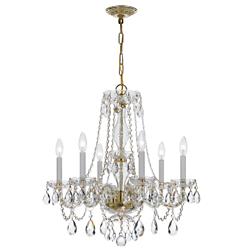 Crystorama 23" Wide 6-Light Brass and Traditional Crystal Chandelier