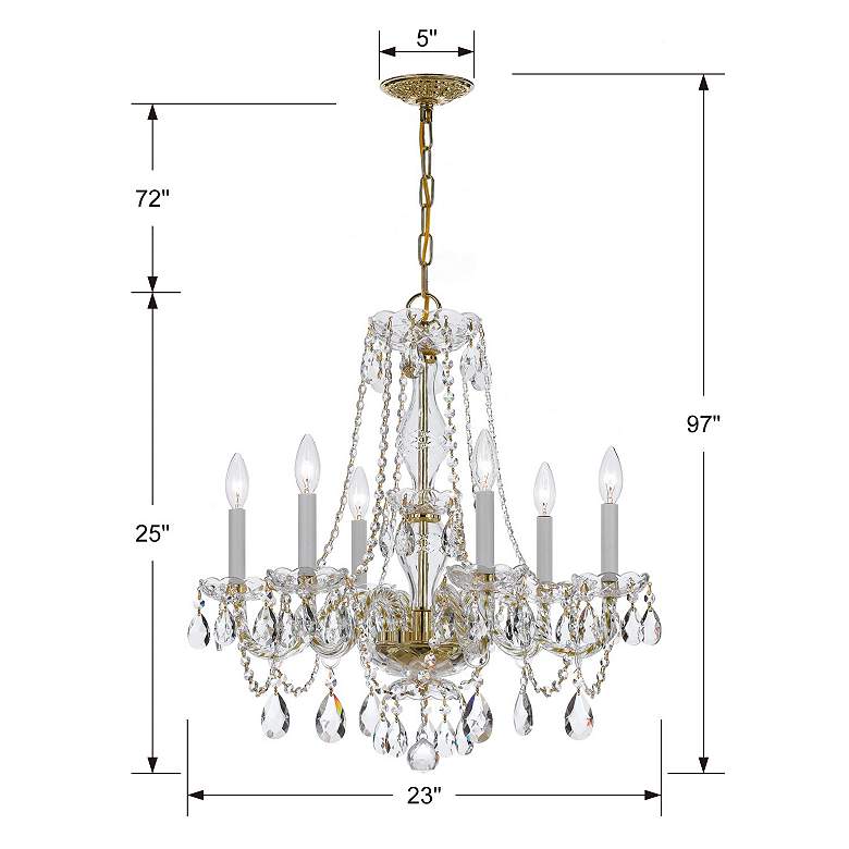Image 5 Crystorama 23" Wide 6-Light Brass and Traditional Crystal Chandelier more views
