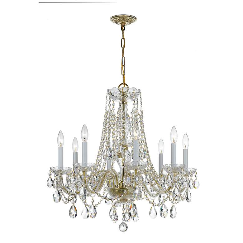 Image 1 Crystorama 26 inch Wide Brass 8-Light Traditional Crystal Chandelier