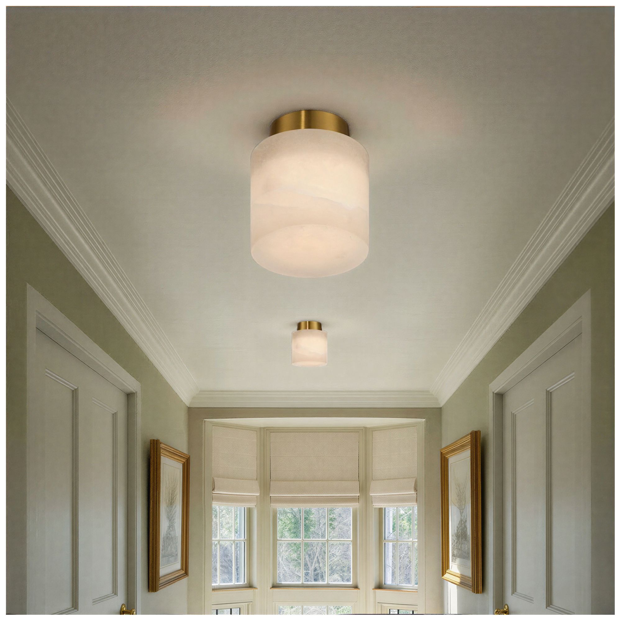 Crystorama Acme 5.75'' Aged Brass Semi Flush Mount