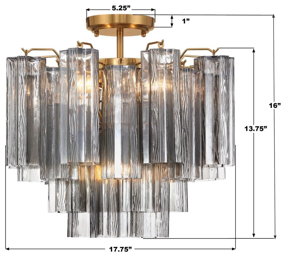 Image 6 Crystorama Addis 17.75'' Aged Brass Semi Flush Mount more views
