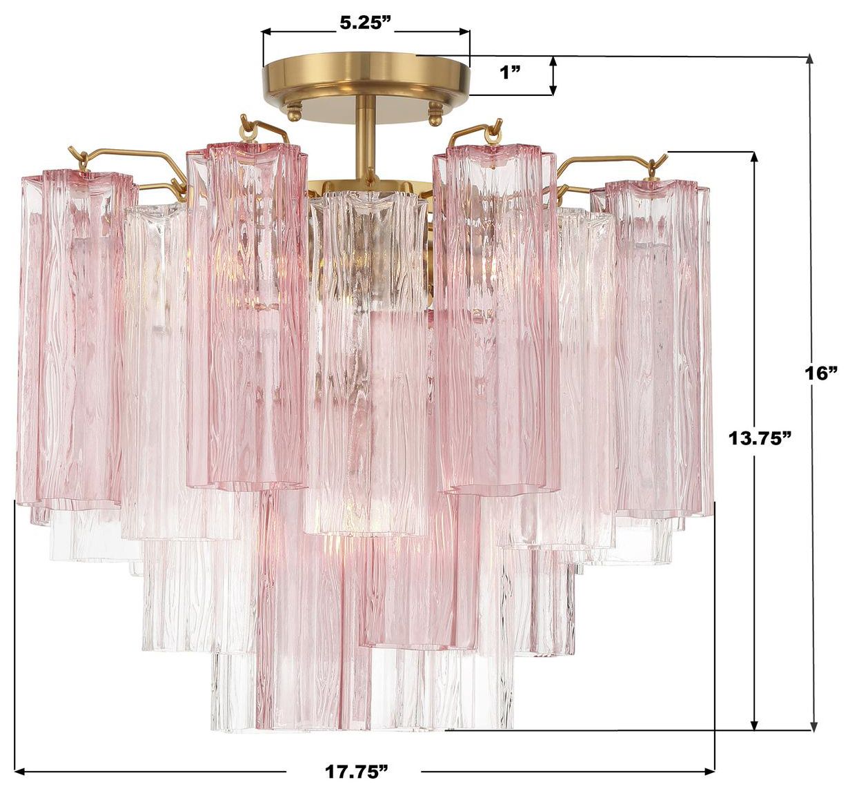 Image 7 Crystorama Addis 17.75'' Aged Brass Semi Flush Mount more views