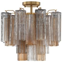 Crystorama Addis 17 3/4" Wide Aged Brass Tronchi Glass Ceiling Light