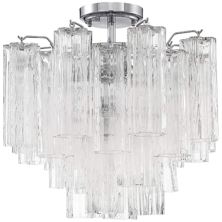 Image 2 Crystorama Addis 18" Wide 4-Light Chrome and Glass Ceiling Light