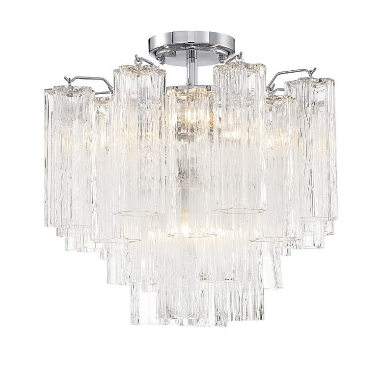 Image 3 Crystorama Addis 18" Wide 4-Light Chrome and Glass Ceiling Light more views