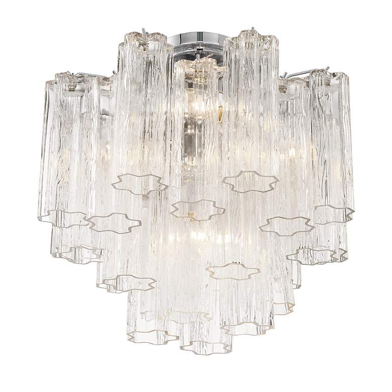 Image 4 Crystorama Addis 18" Wide 4-Light Chrome and Glass Ceiling Light more views
