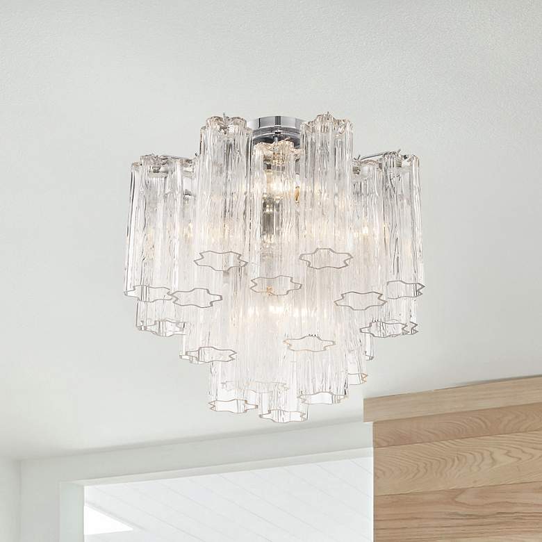 Image 7 Crystorama Addis 18" Wide 4-Light Chrome and Glass Ceiling Light more views