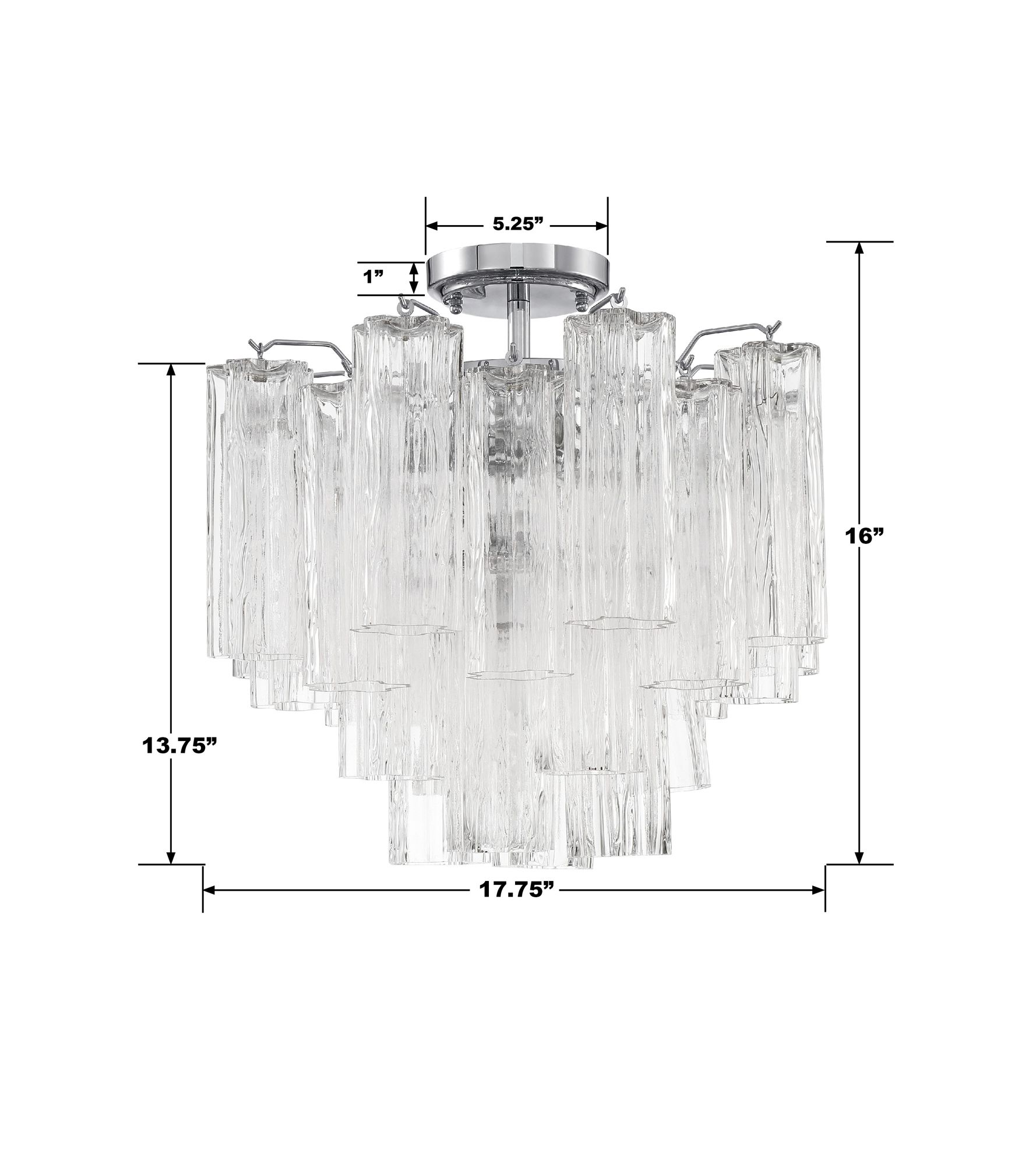 Crystorama Addis 18" Wide 4-Light Chrome and Glass Ceiling Light