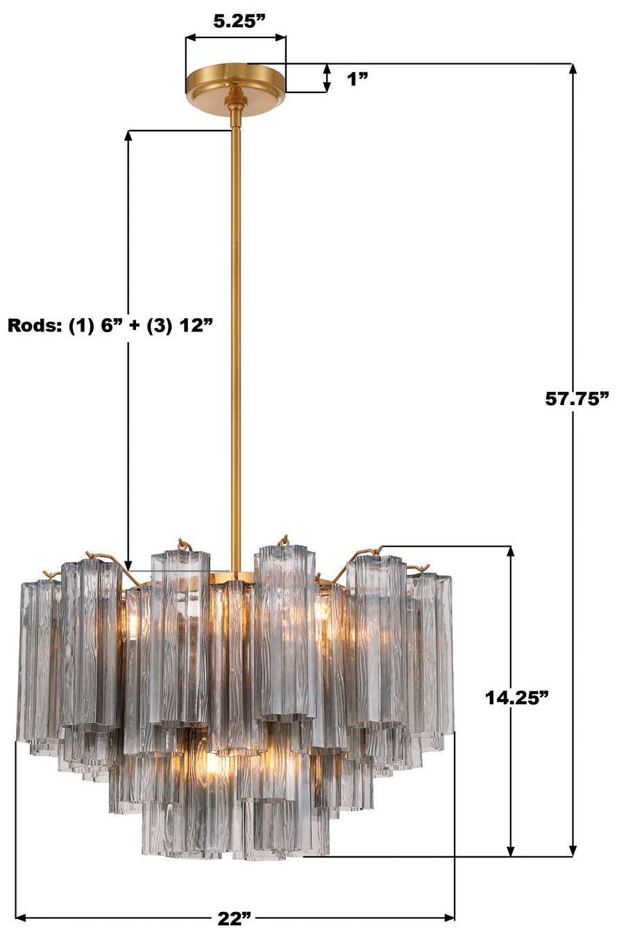 Crystorama Addis 22'' Aged Brass Chandelier