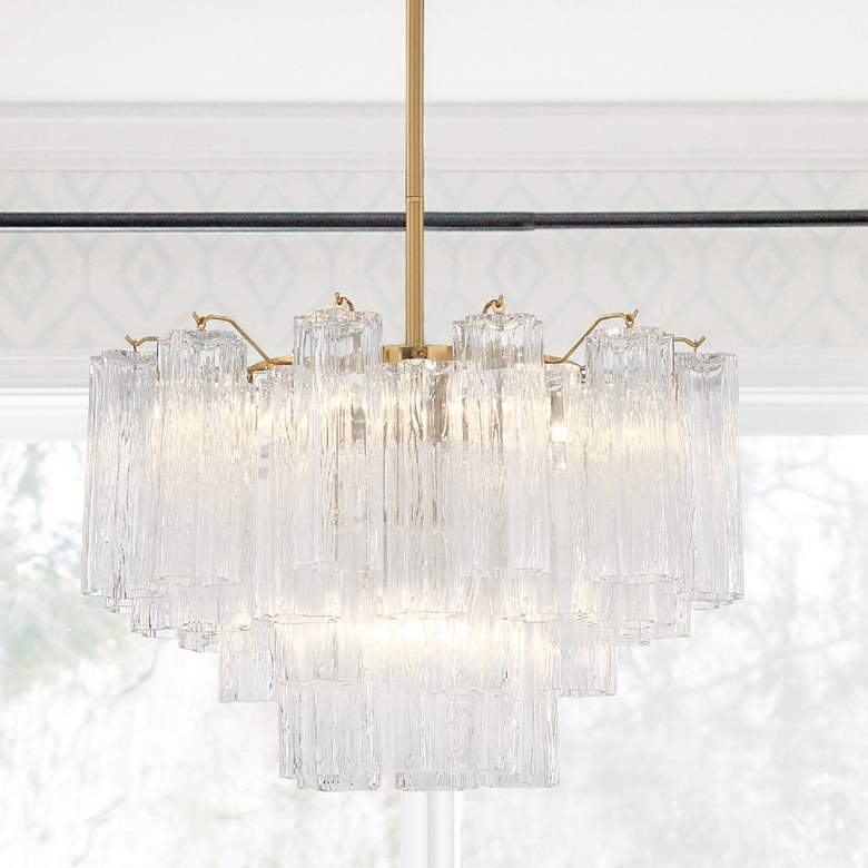 Image 1 Crystorama Addis 22" Wide Aged Brass 9-Light Chandelier