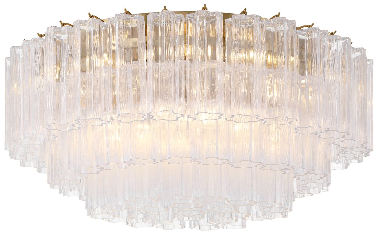 Crystorama Addis 32'' Aged Brass Flush Mount