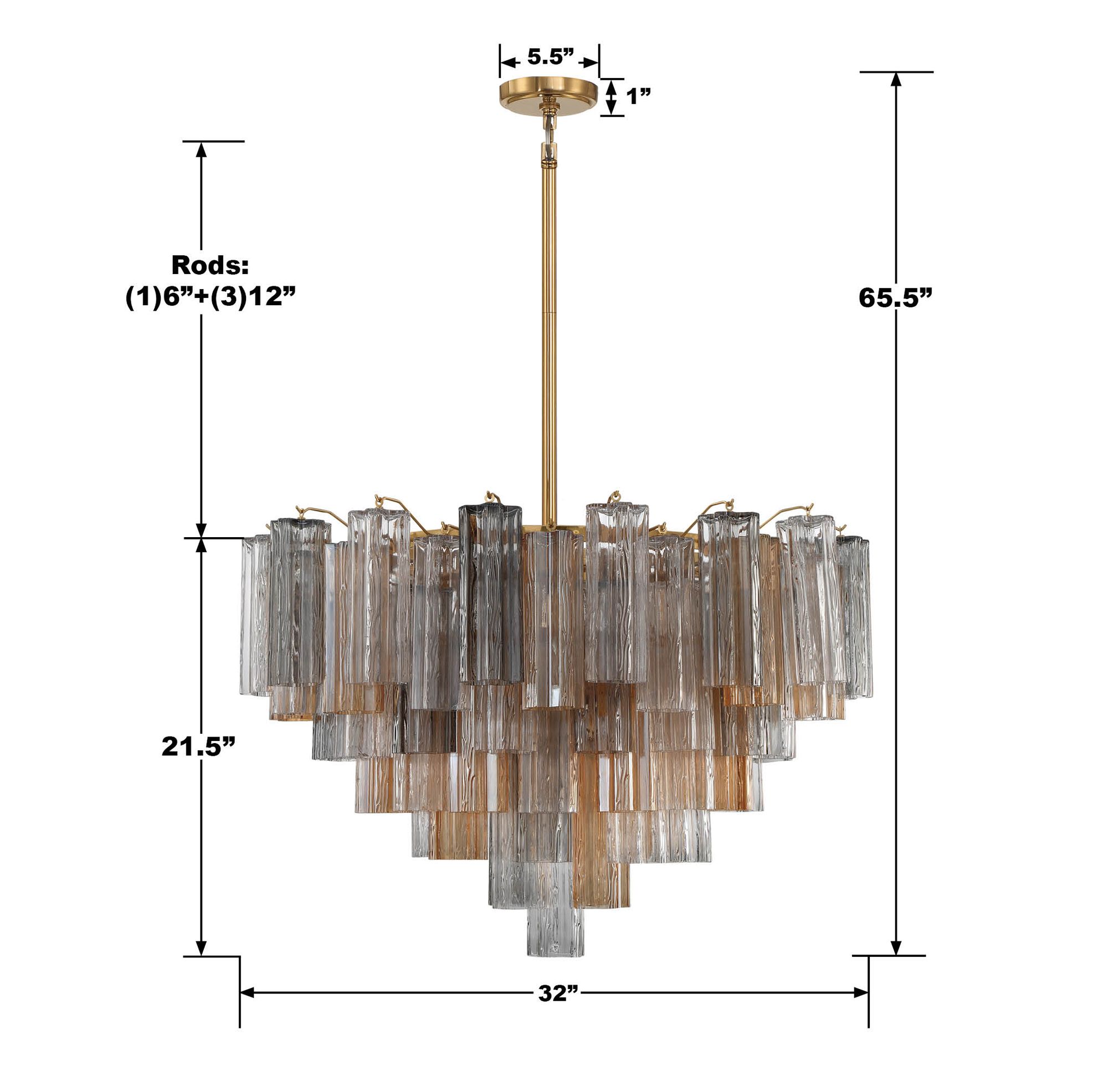 Crystorama Addis 32" Wide Aged Brass Chandelier with Autumn Glass