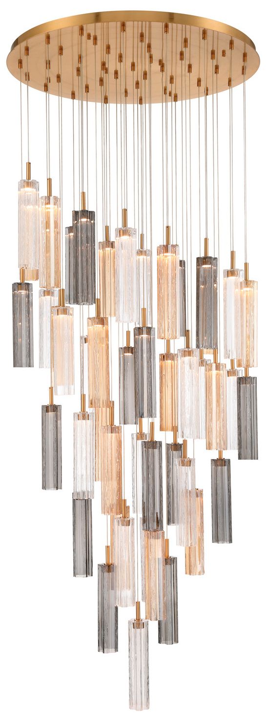 Crystorama Addis 36" Integrated LED Multi-Light  Aged Brass Pendant