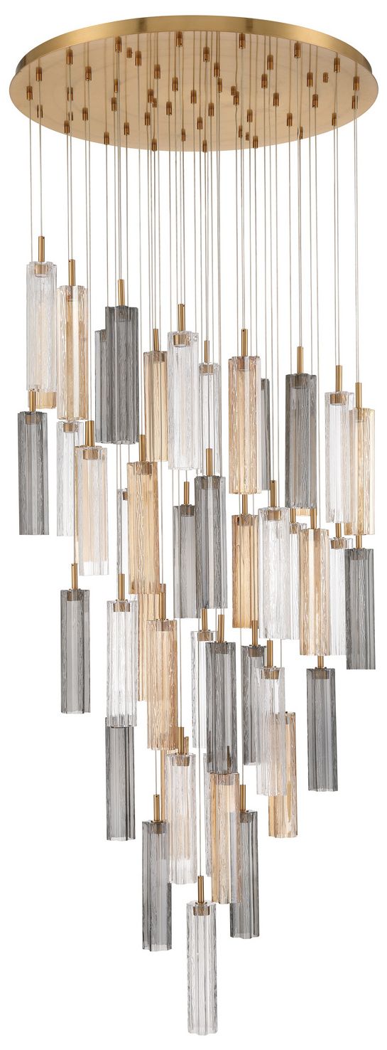 Image 2 Crystorama Addis 36" Integrated LED Multi-Light  Aged Brass Pendant more views